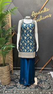 Semi Benarasi Satin Silk Sharara Set - Party Wear