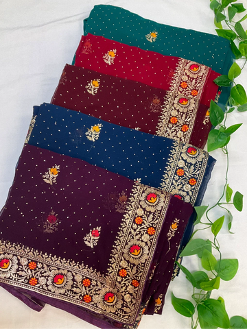 Fancy Party Wear Georgette Saree - Elegant Lightweight Saree