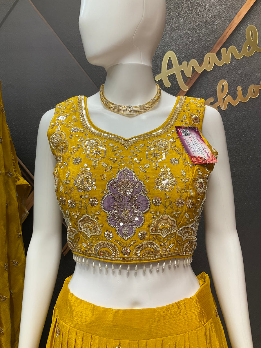 Designer Yellow Party Wear Lehenga set