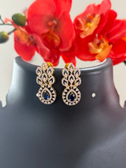 Navy Blue - Onyx Beads Necklace set with CZ Stones