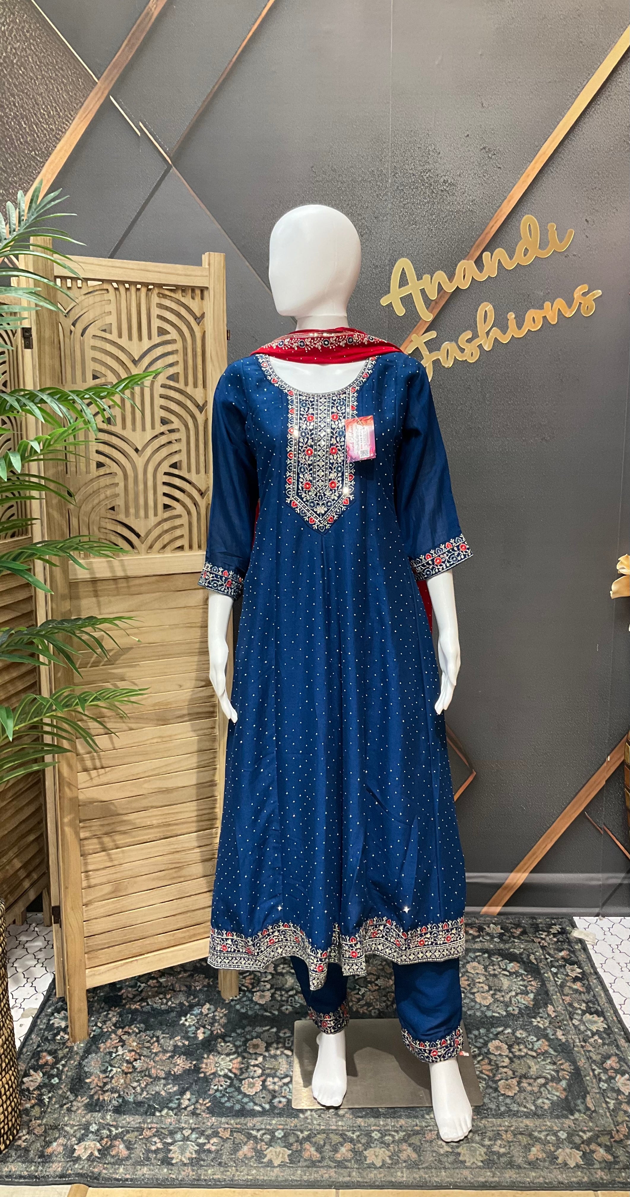 Blue anarkali Party Wear Kurti set