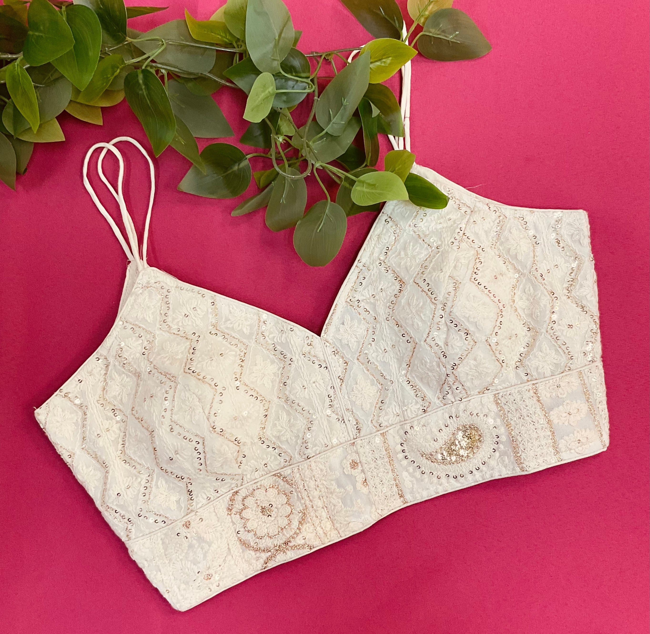 Half White Thin Strap Blouses