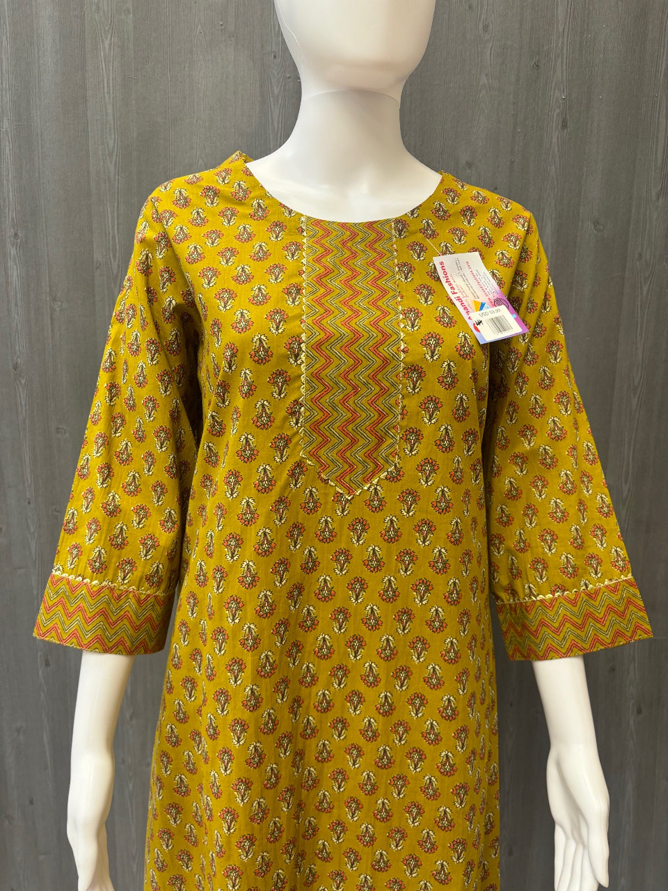 Kurti Set - Pure Cotton Mehendi Green 3piece Kurti set - Size 44/US L image 2