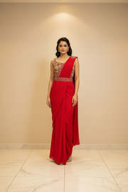 Red - Party Wear Ready to Wear Saree