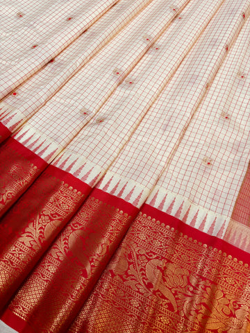 Semi Gadwal Silk Checks Saree