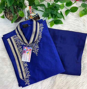 Plus size-Men's kurta set with color neck