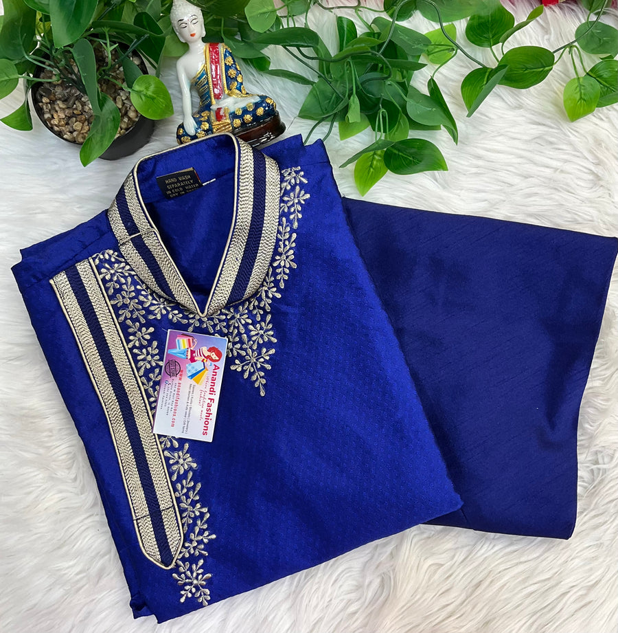 Men’s Plus Size Color Neck Kurta Set