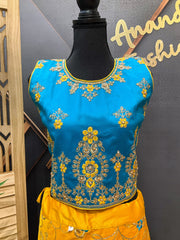 Teenage Girls - Blue & Yellow Lehenga Set
