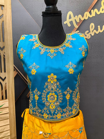 Teenage Girls - Blue & Yellow Lehenga Set
