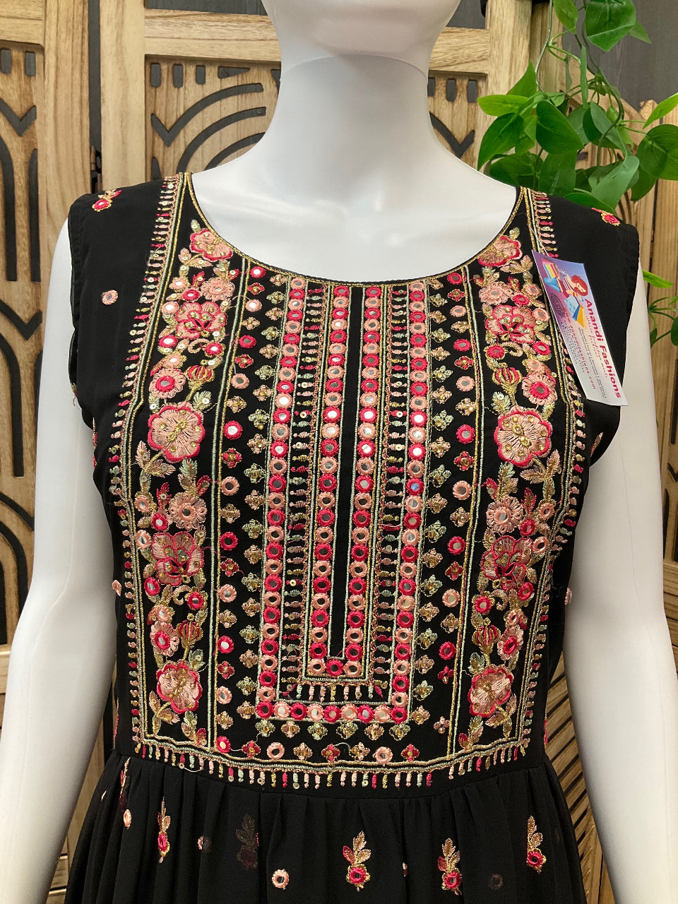 Party wear black long dress/long Kurti -Size 40/US S image 2