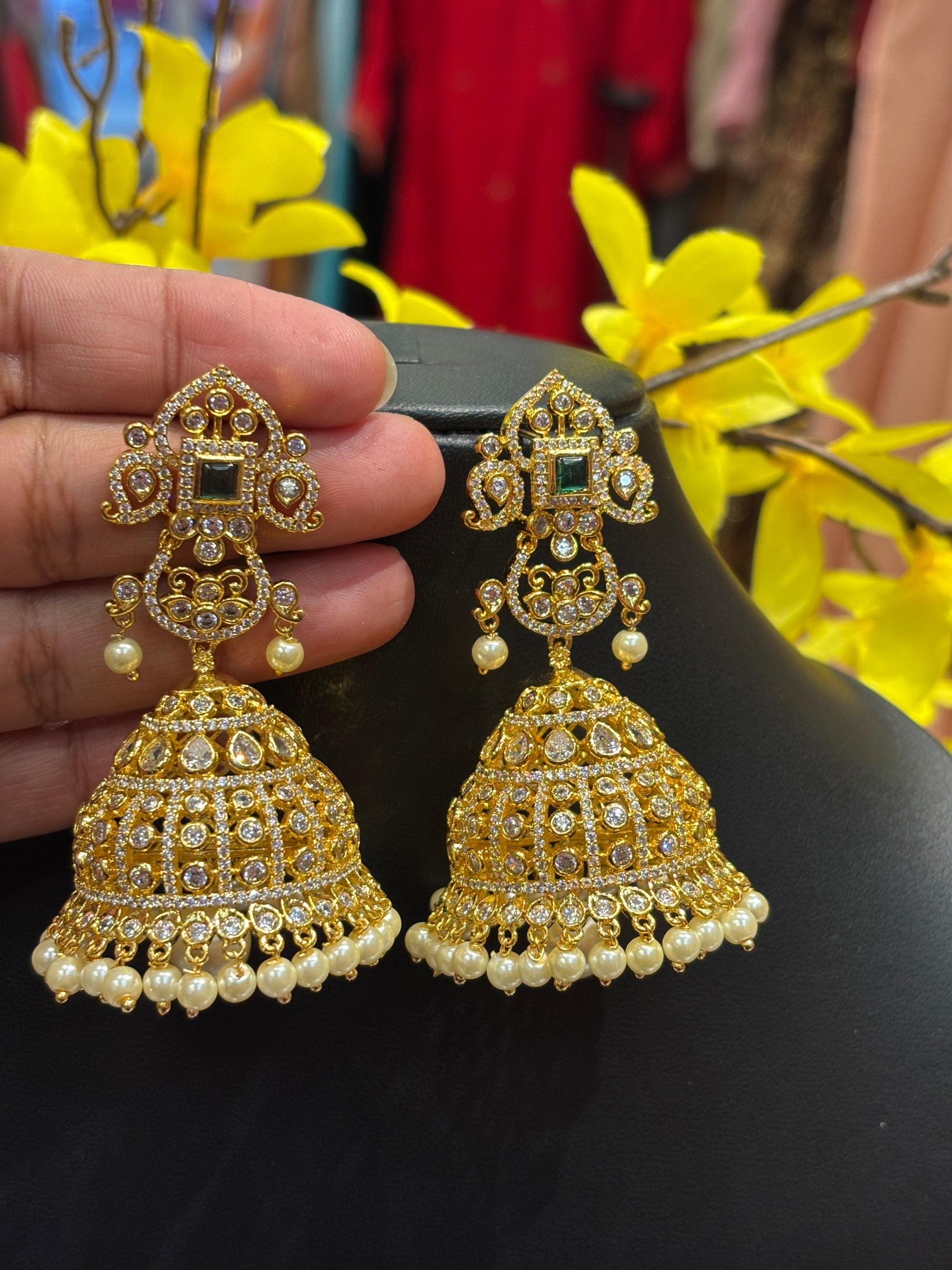 Light weight CZ BIG size Jhumkas/Earrings image 1