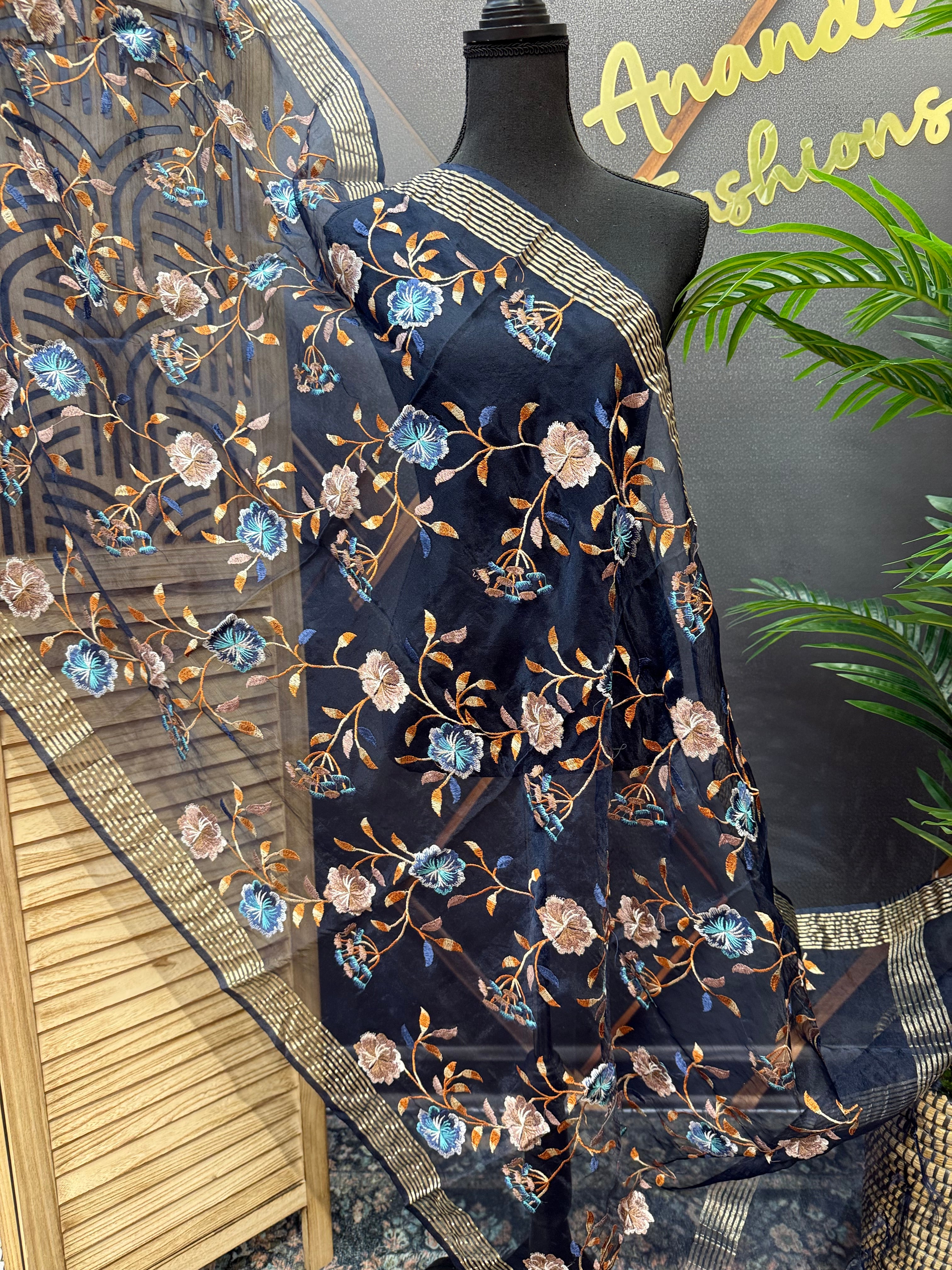 Organza Dupattas with Embroidery