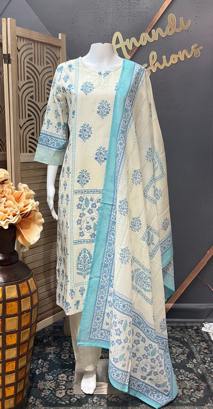 Jaipur Cotton Kurti with Kota Dhoriya Dupatta