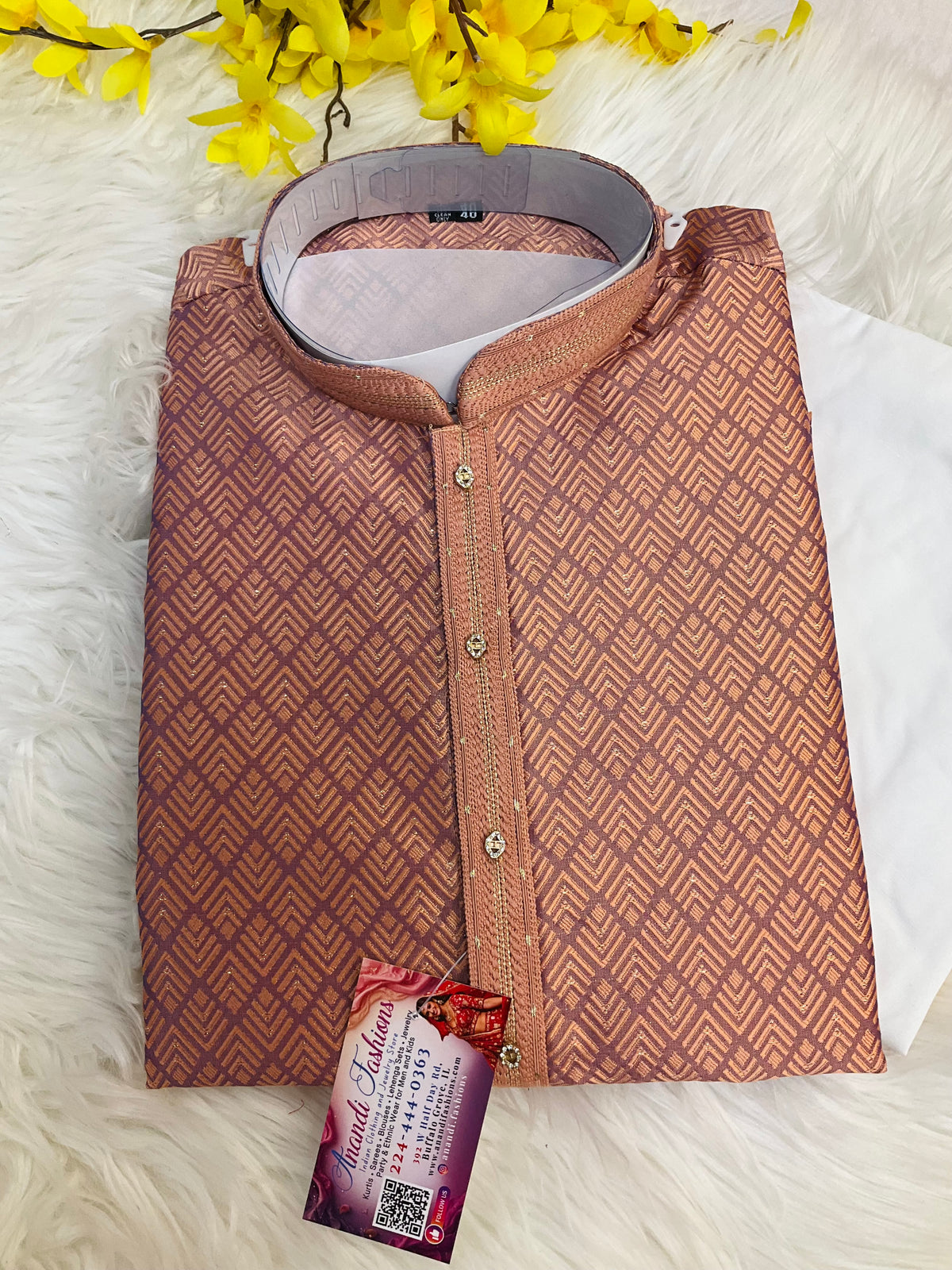 Light Orange Mens Wear kurta set
