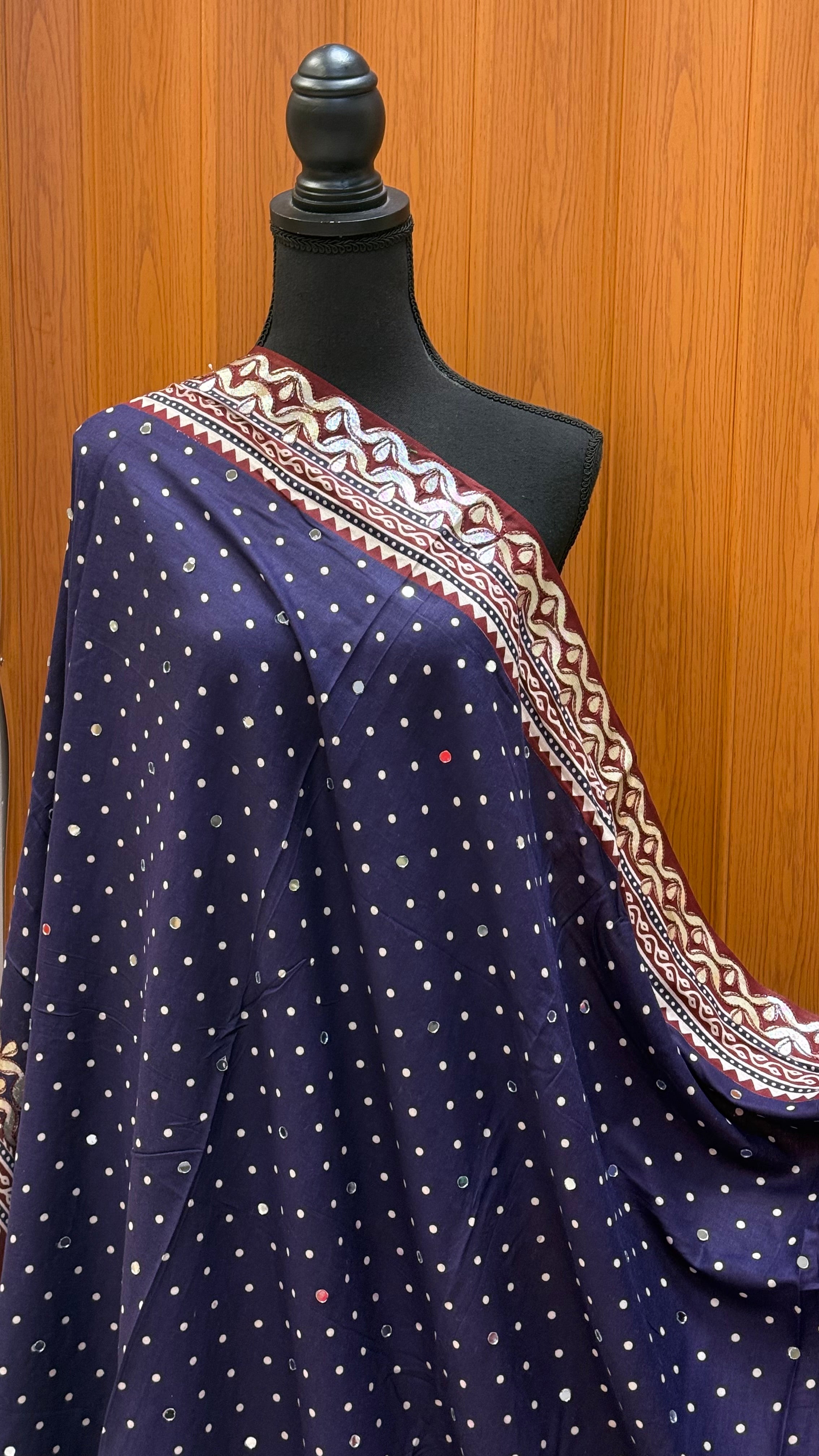 Ink Blue Pure Cotton Ajrakh Dupatta