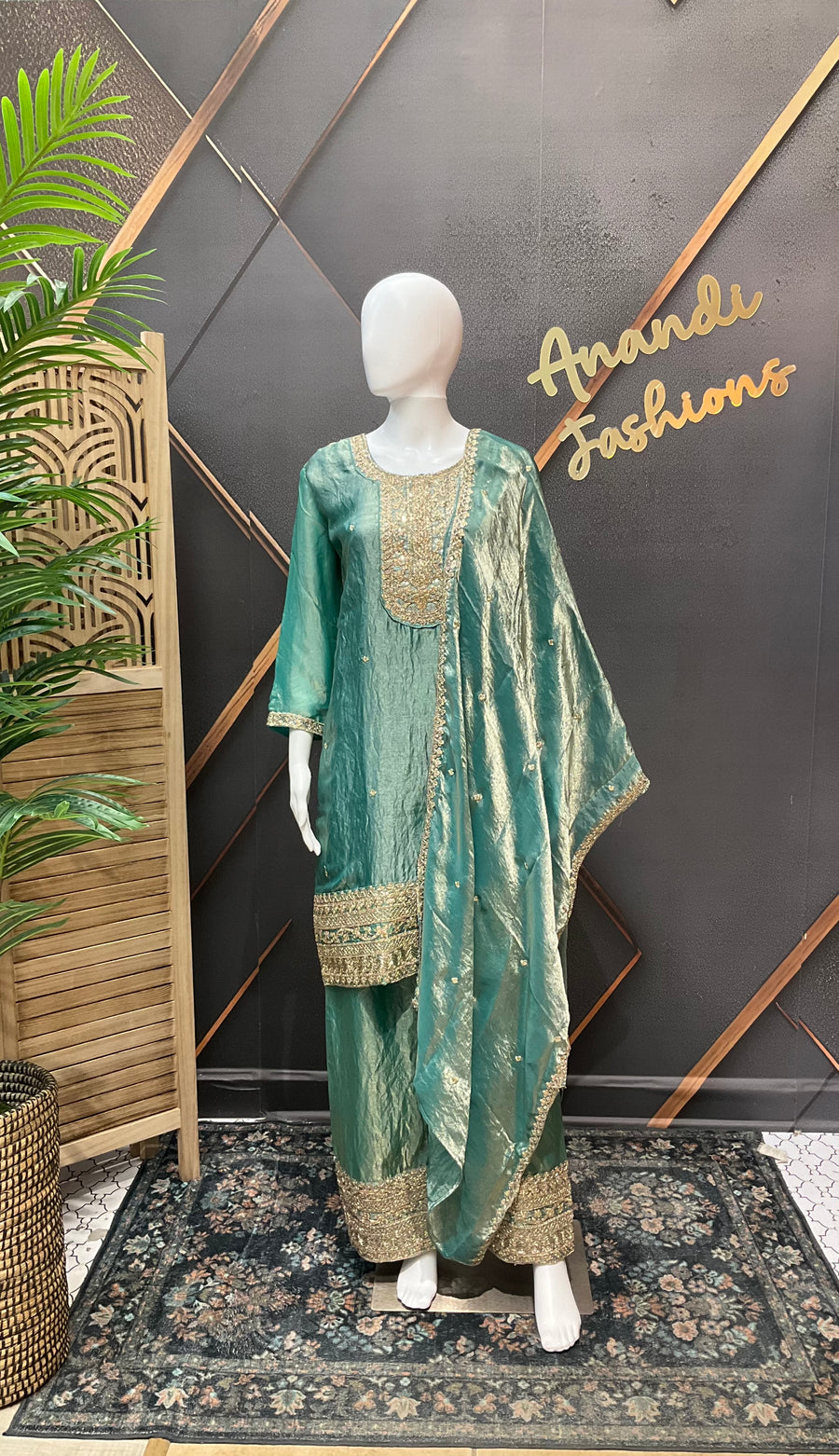 Women’s Pastel Green Party Wear Palazzo Set