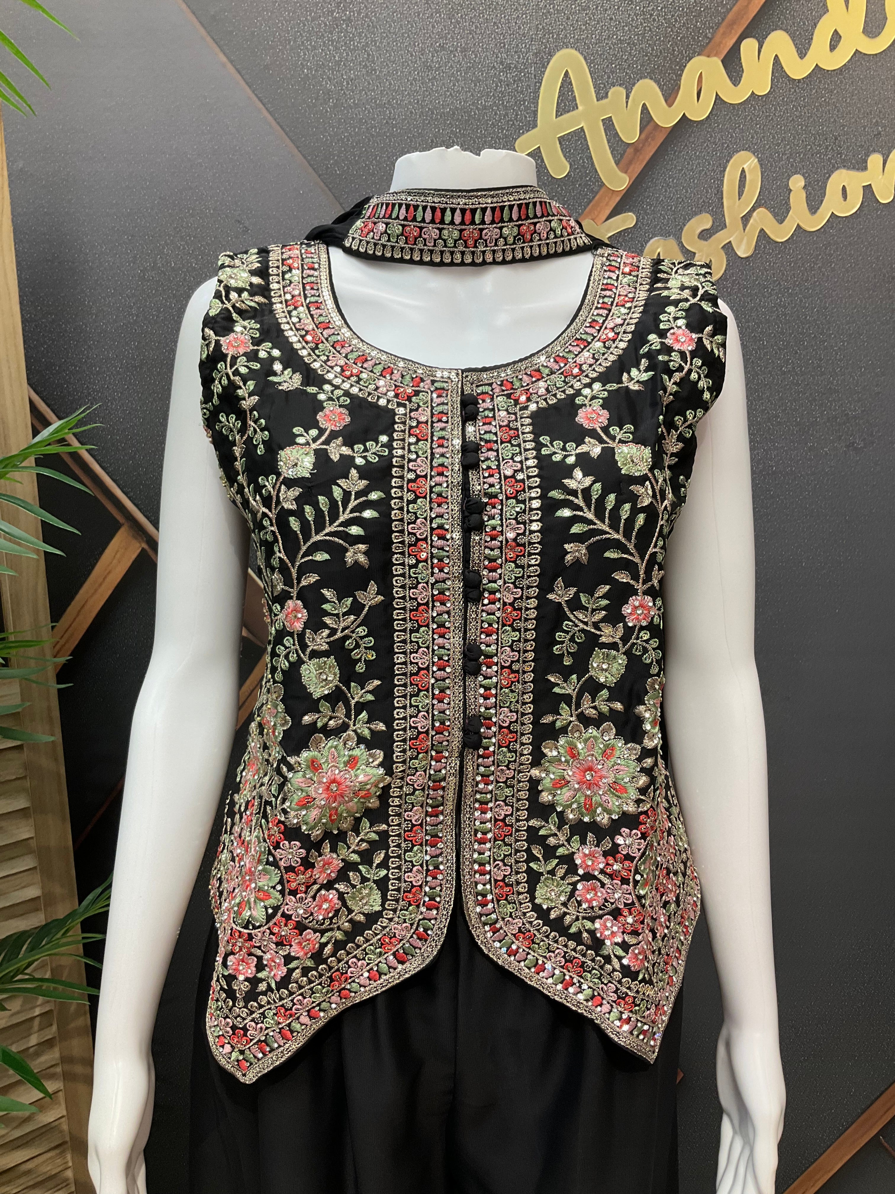 Black - Party Wear Sharara set