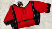 Pure Cotton Red & Black Combination Blouse - Size 40