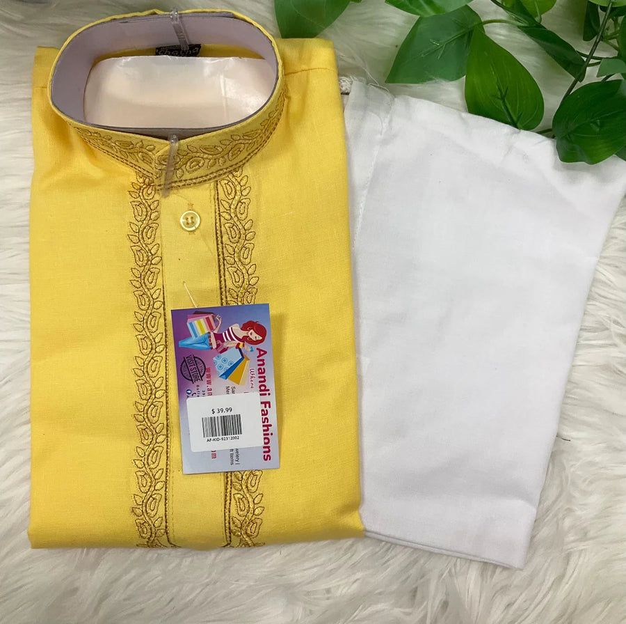 Boys Kurta - Vibrant Colorful Silk Young Boys Cotton Kurta Pajama Set
