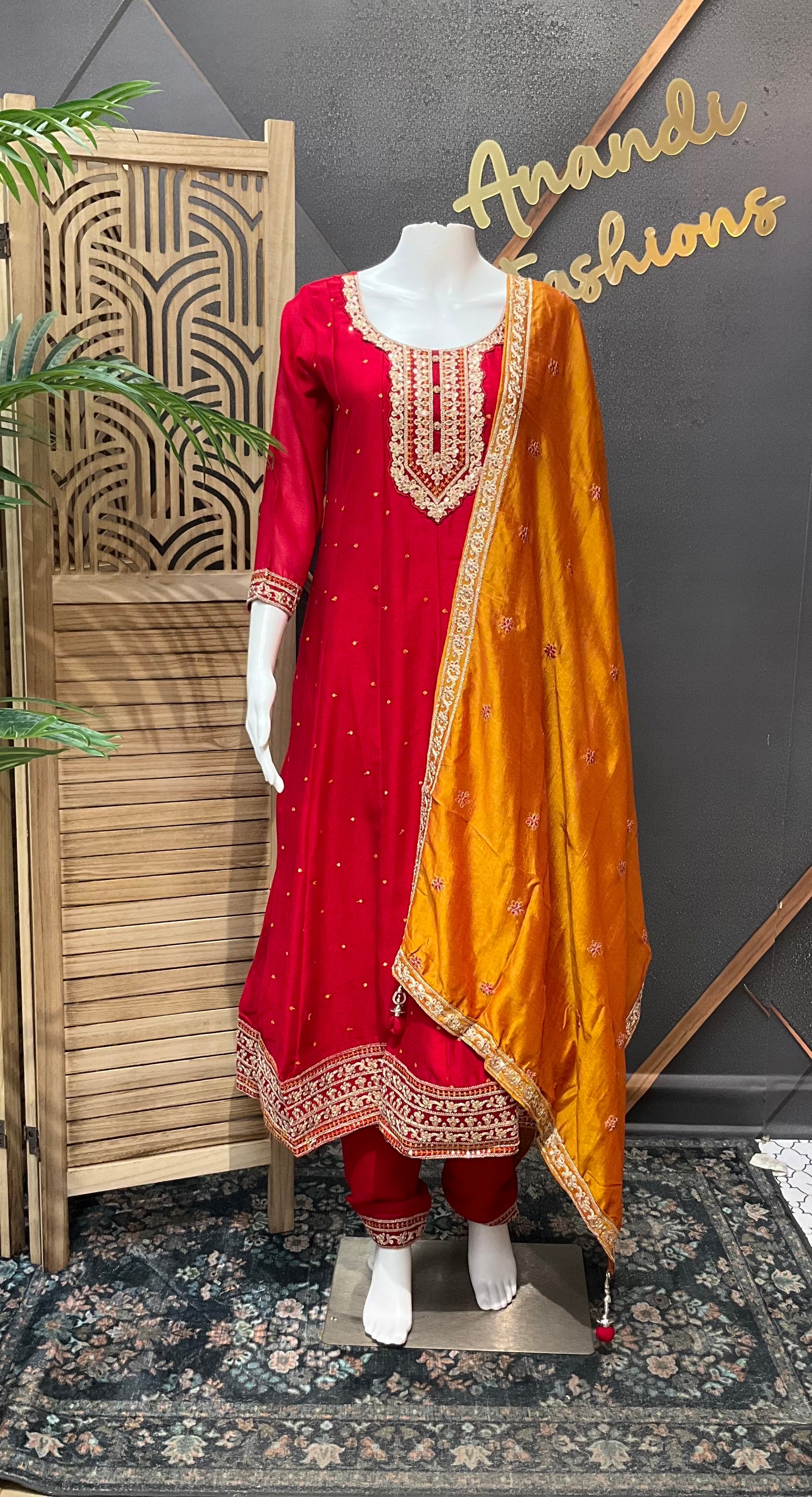 Red Anarkali Party Wear Kurti set