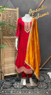 Red Anarkali Party Wear Kurti set