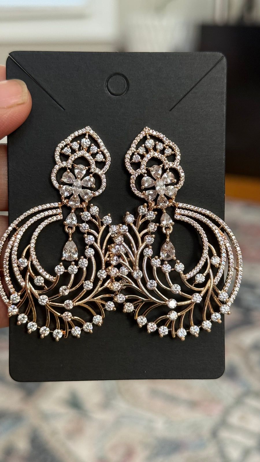 Rose Gold Party Wear Big Size Earrings - Jewelry - Earrings - Anandi Fashions