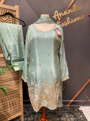 Plus Size Light Blue Party Wear Patiyala set
