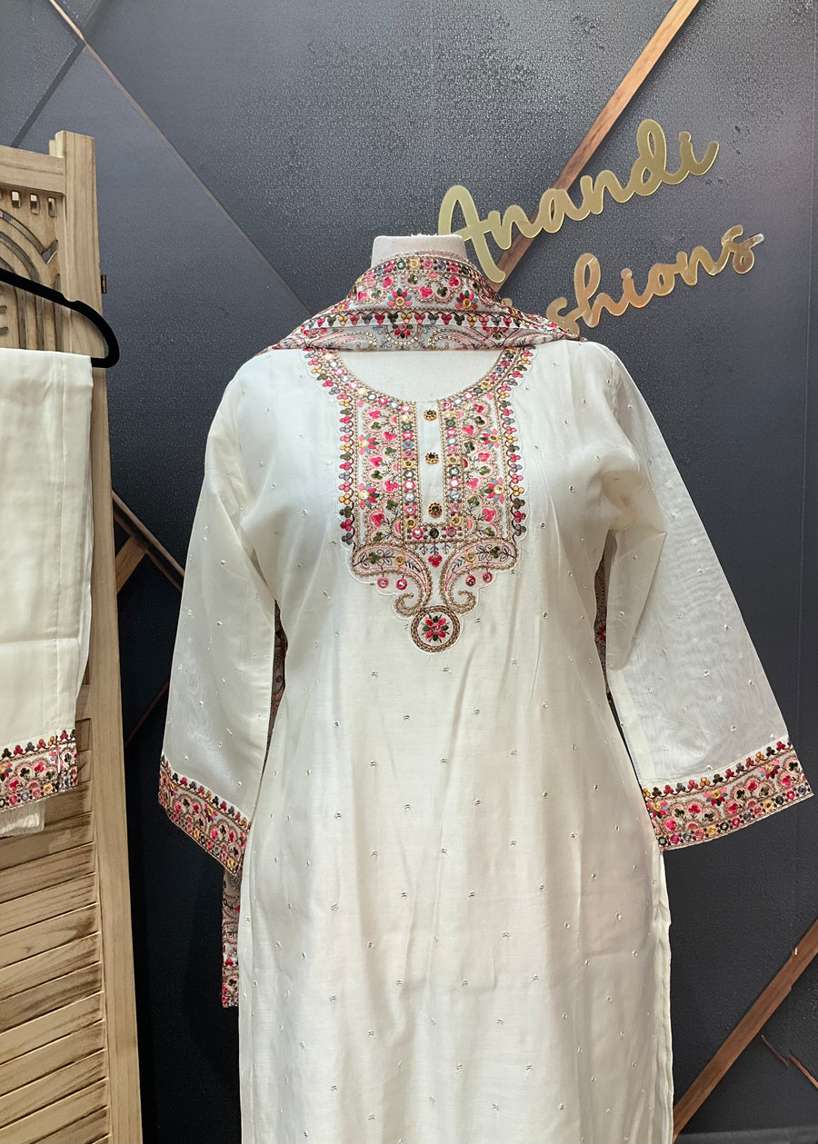 Plus Size Half White Party Wear Kurti set