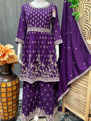 Purple Designer Sharara Suit- Size 42/US M