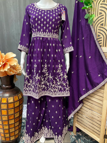 Purple Designer Sharara Suit- Size 42/US M