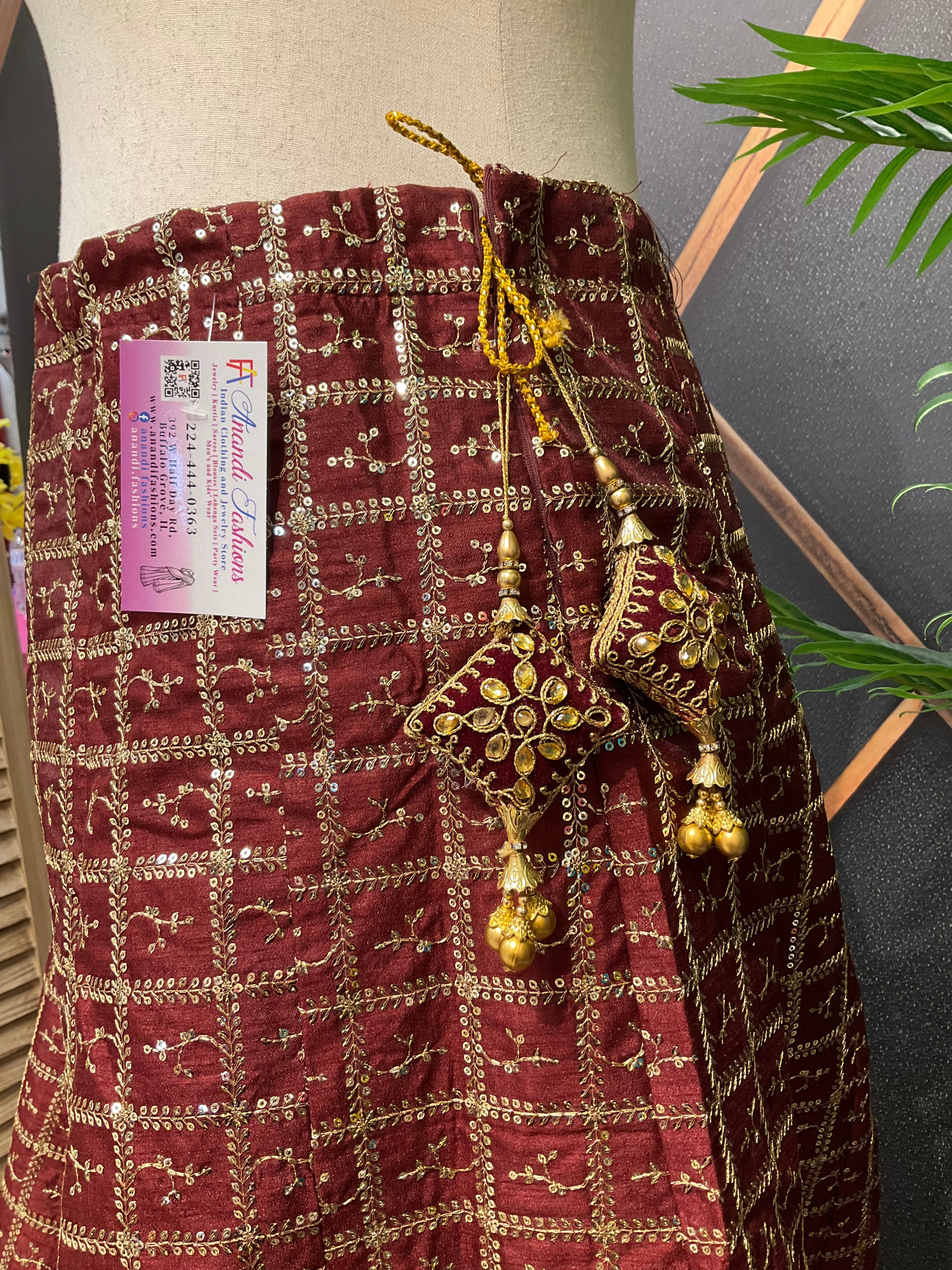 Party Wear Maroon color skirt/lehanga