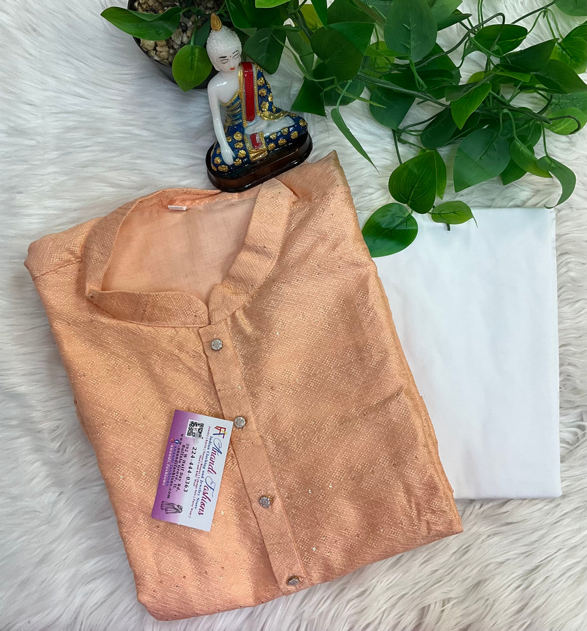 Size 54-Plus Size Peach color Men's wear kurta set