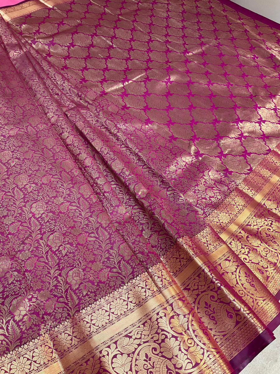 Wine Color - Semi silk Kanjeevaram Saree