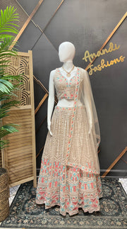 Half White Full Work Lehanga set