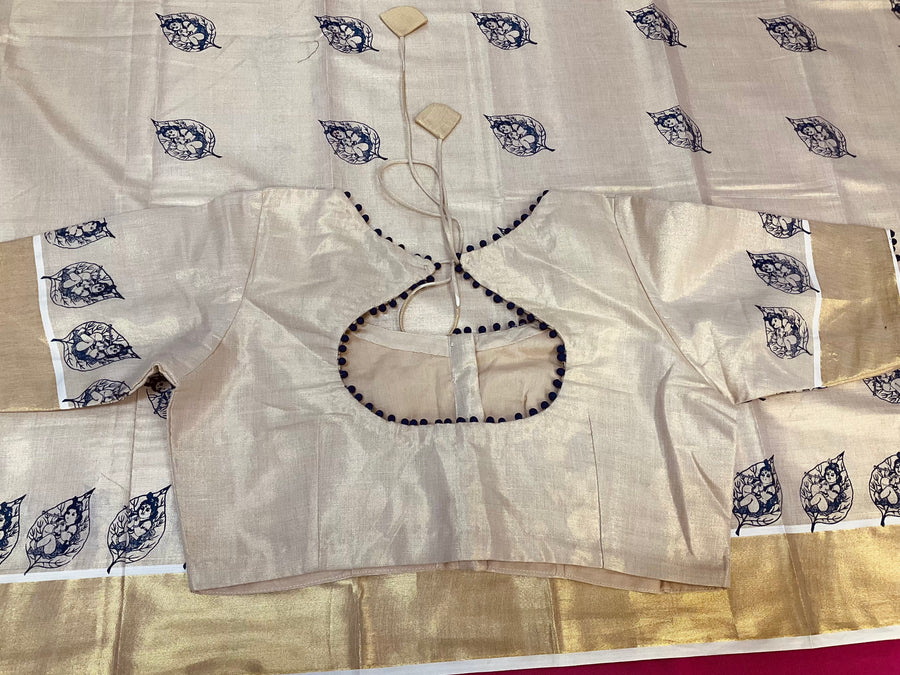 Krishna Print Kerala saree with Blouse
