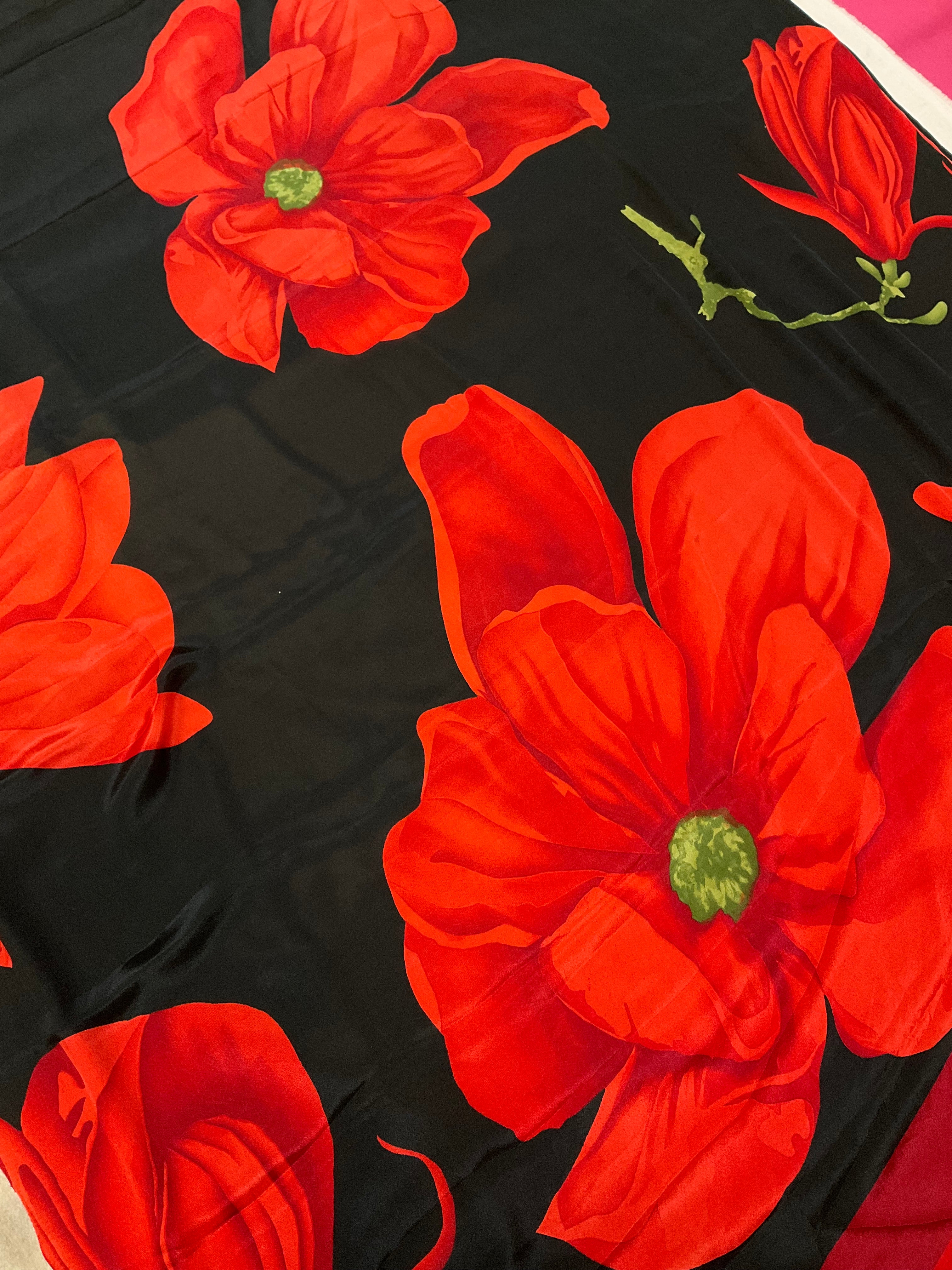 Black -Crape Silk Saree- Fall pico done