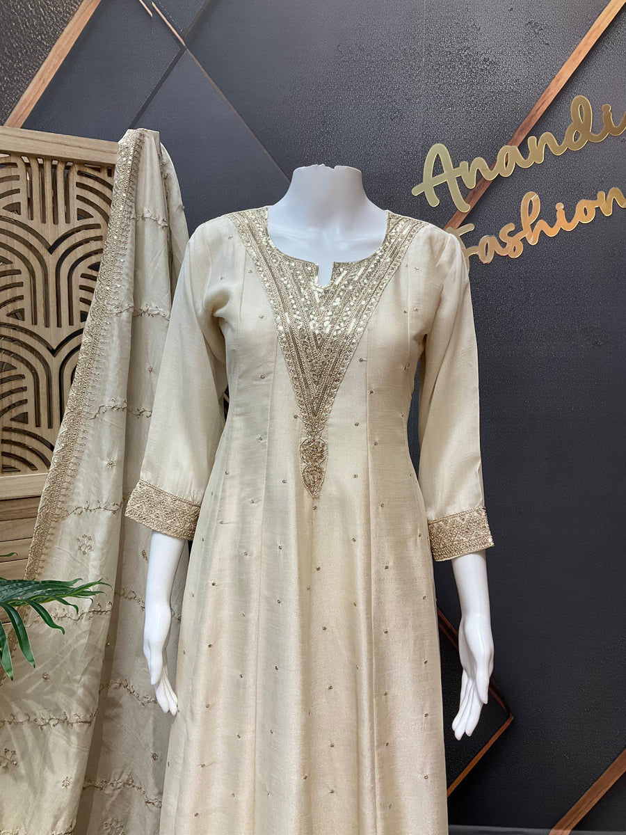 Beige Anarkali Kurti set