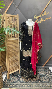 Women’s Navy Blue Party Wear Georgette Sharara set