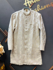 Plus Size Party Wear Silver Men’s wear  Sherwani set