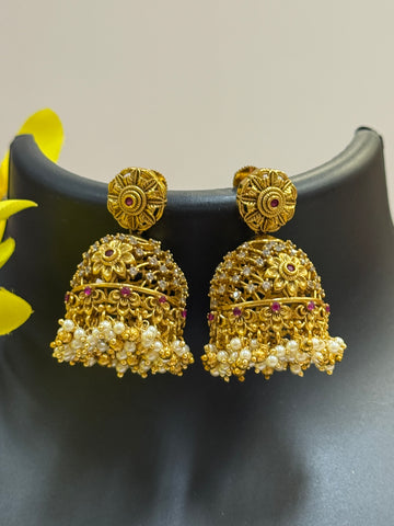 Guttapusalu Jhumkas /Earrings - Antique Finish