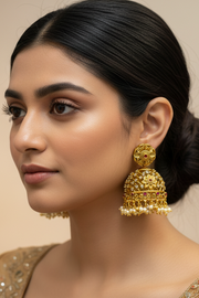 Antique Finish Guttapusalu Jhumka Earrings