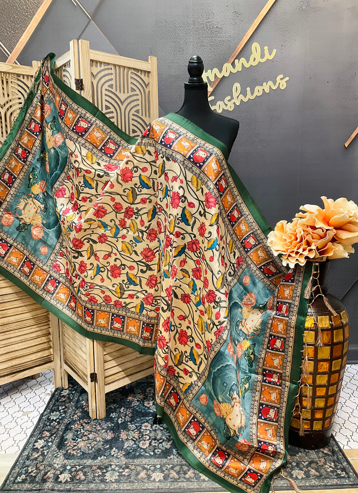 Kalamkari Pichiwai Digital print duppatta