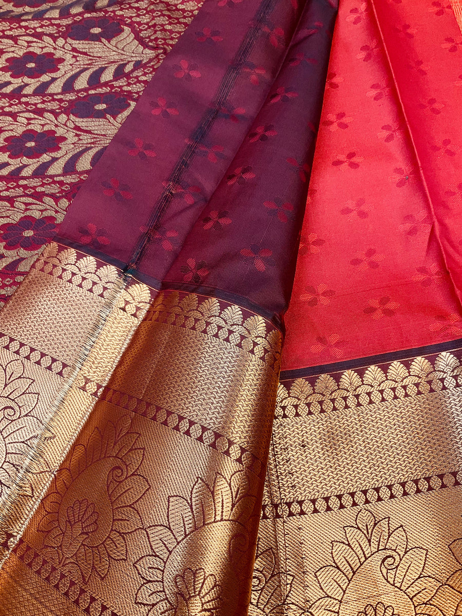Semi silk Red Kanjeevaram saree