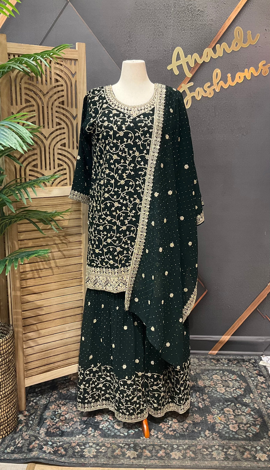 Party Wear Green Sharara set