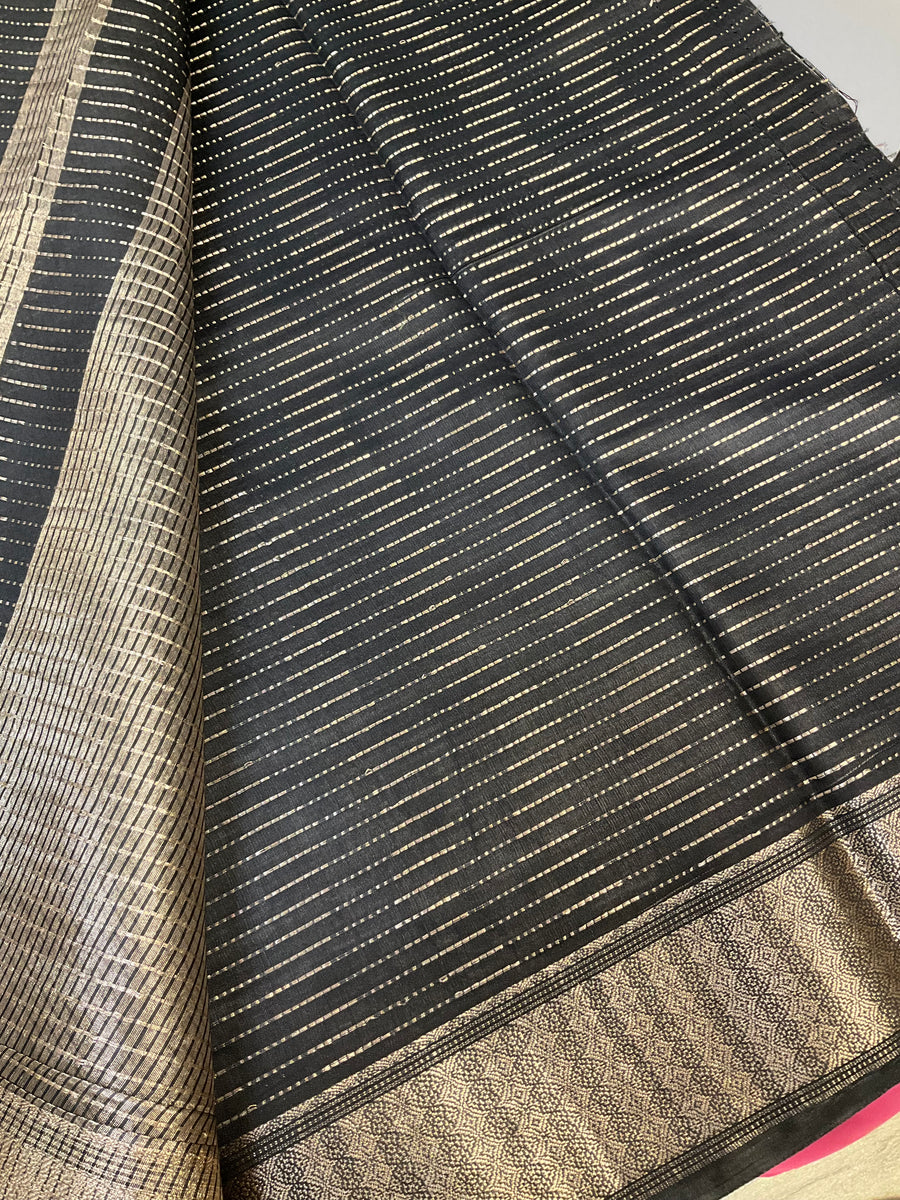 Black Cotton Silk saree