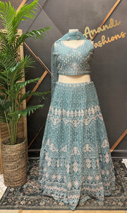 Plus Size Blue Party Wear Lehenga set