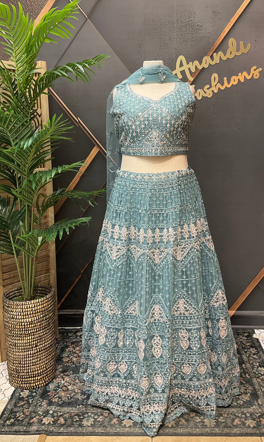 Plus Size Blue Party Wear Lehenga set