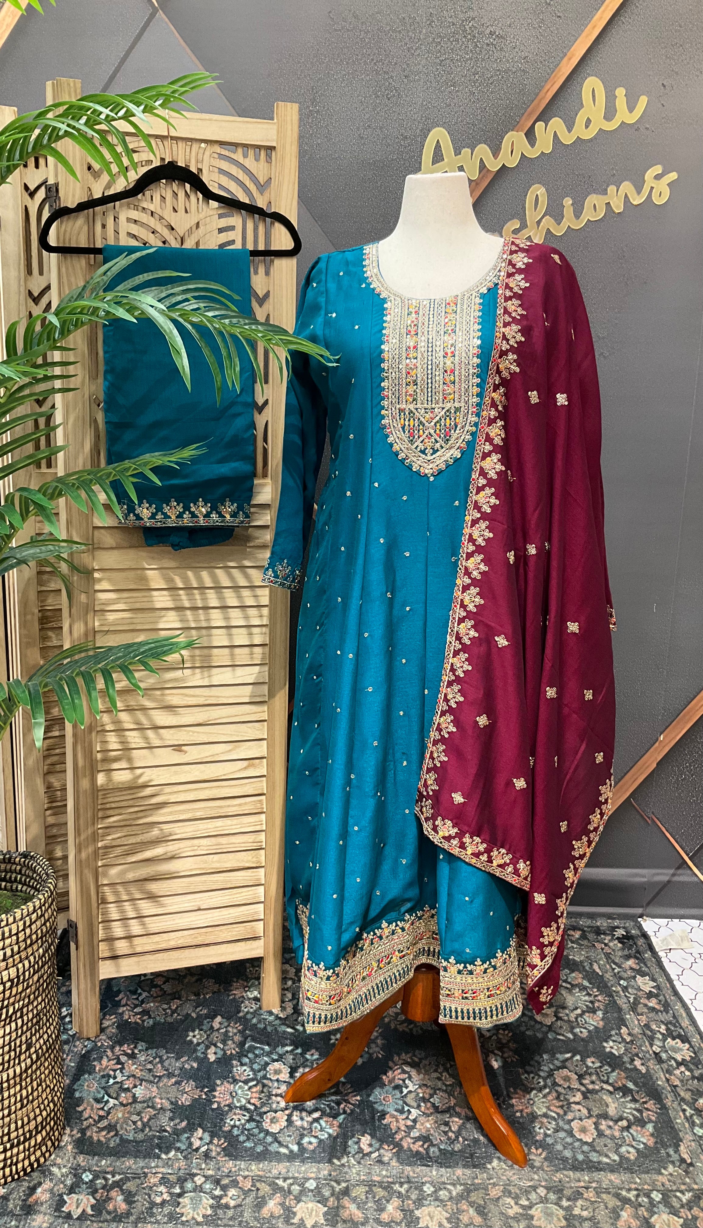 Plus size Party Wear Anarkali Kurti set- Size 46/48