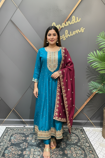 Plus size Party Wear Anarkali Kurti set- Size 46/48