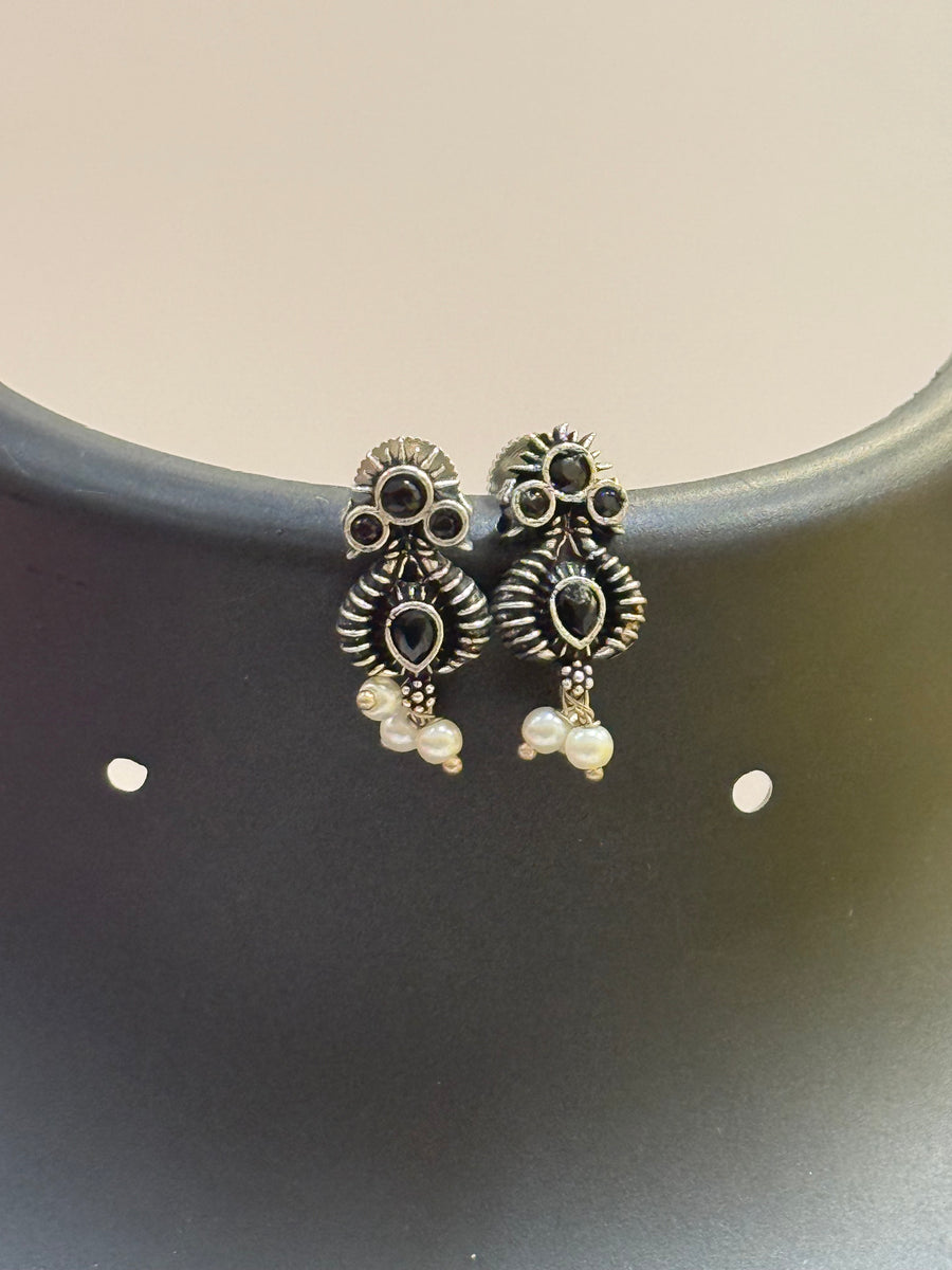 German Silver Black Peacock Necklace set